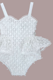 Birds of a Feather Playsuit - Snow White Feathered Organza