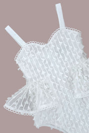 Birds of a Feather Playsuit - Snow White Feathered Organza