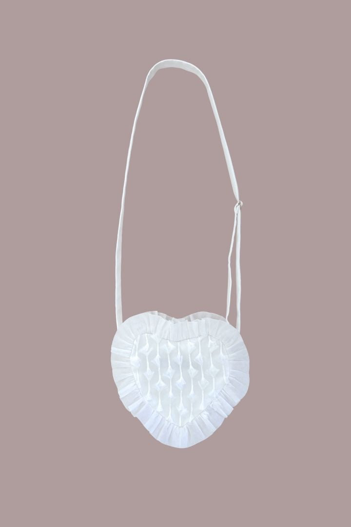 I Heart YOU Bag - Snow White Feathered Organza
