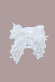 Bow Hair Slide - Snow White Feathered Organza