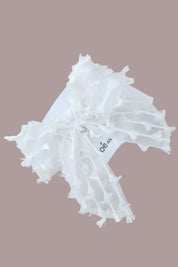 Bow Hair Slide - Snow White Feathered Organza