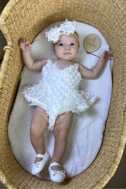 Birds of a Feather Playsuit - Snow White Feathered Organza