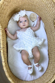Birds of a Feather Playsuit - Snow White Feathered Organza