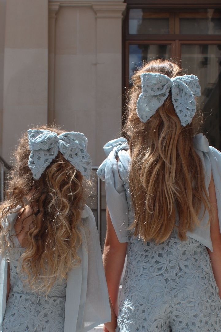 Bow Hair Slide - Sage Ribbons