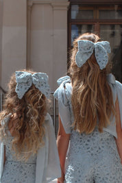 Bow Hair Slide - Sage Ribbons