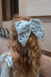 Bow Hair Slide - Sage Ribbons