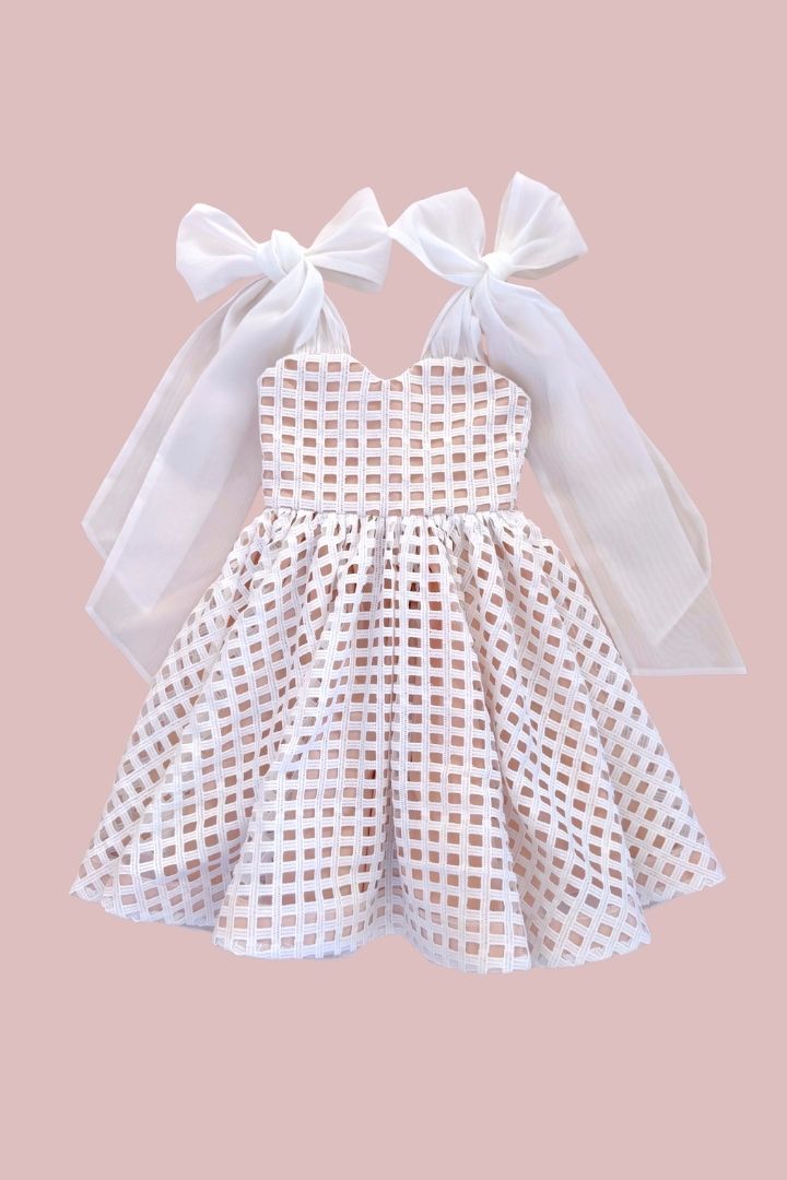 Whispering Wishes Dress - Snow White Lattice Lace