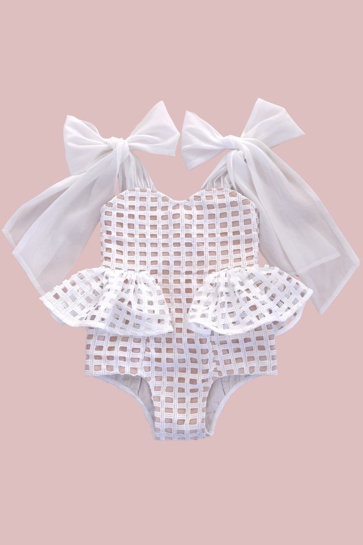La Belle Playsuit - Snow White Lattice Lace
