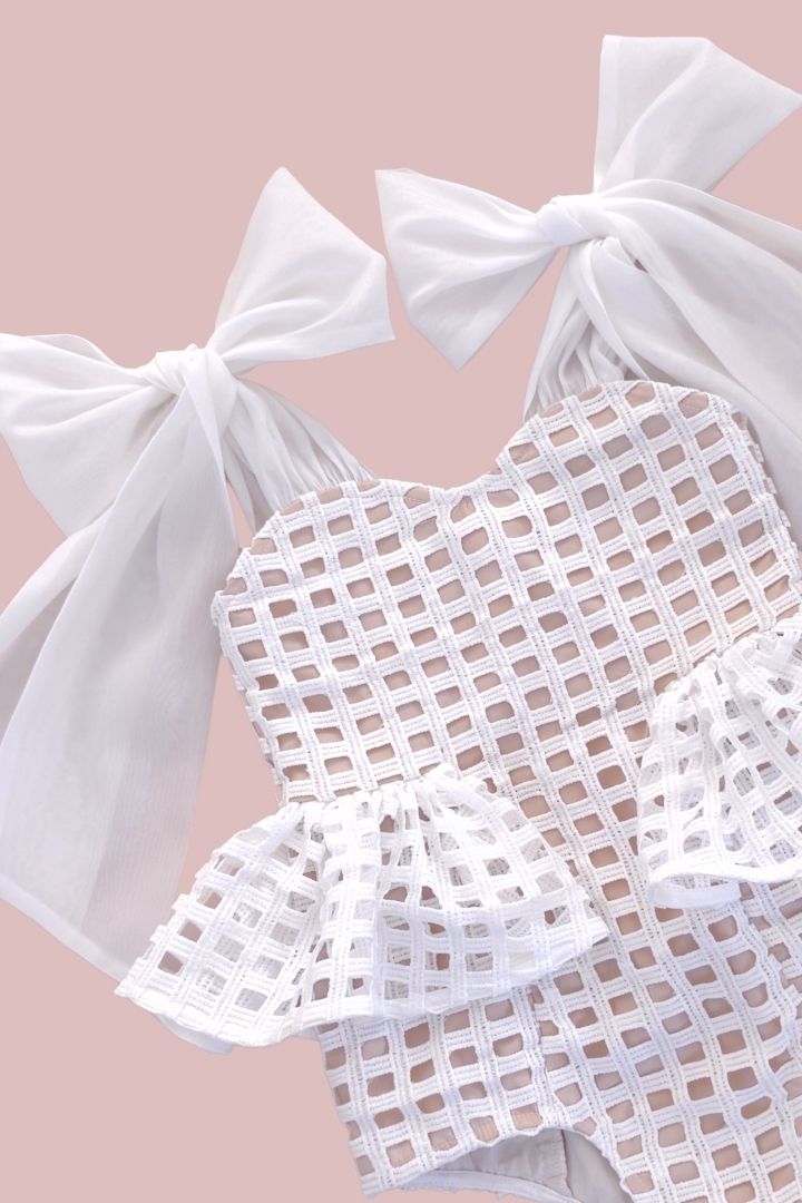 La Belle Playsuit - Snow White Lattice Lace