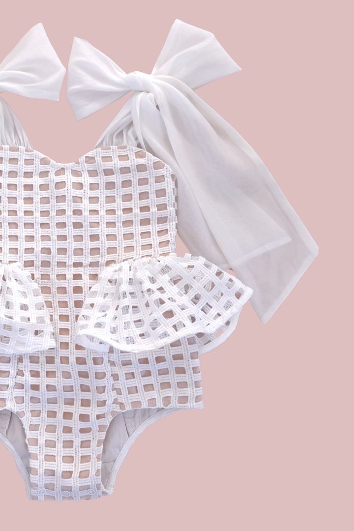 La Belle Playsuit - Snow White Lattice Lace