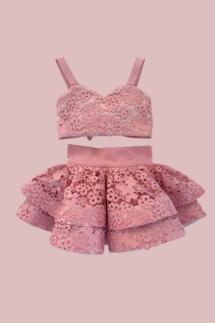 STYLE SET:  Fleur Top & in Bloom Skirt Set - Rose Blossom Lace