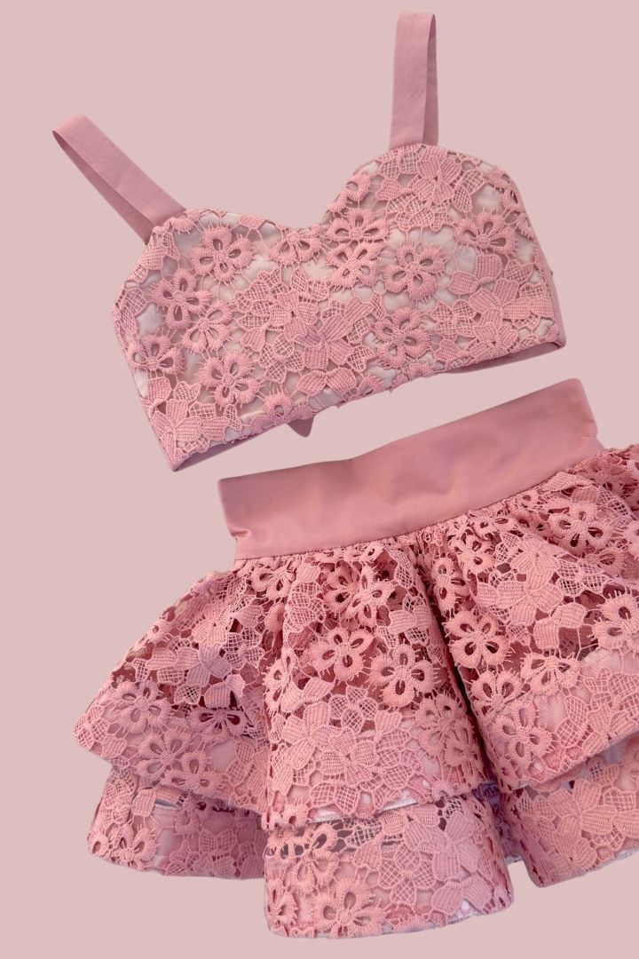STYLE SET:  Fleur Top & in Bloom Skirt Set - Rose Blossom Lace