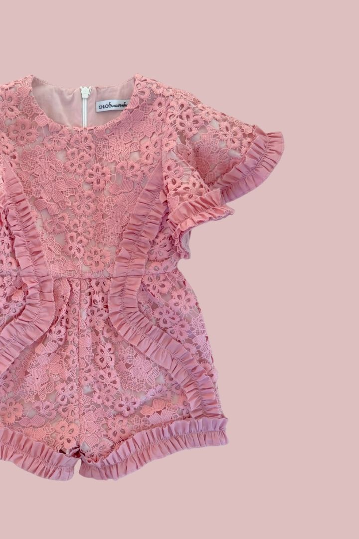 Butterfly Kisses Playsuit - Rose Blossom Lace