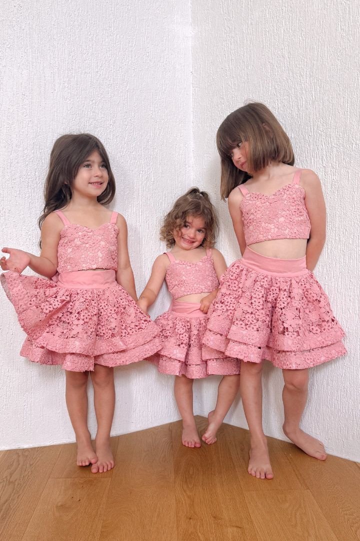 STYLE SET:  Fleur Top & in Bloom Skirt Set - Rose Blossom Lace