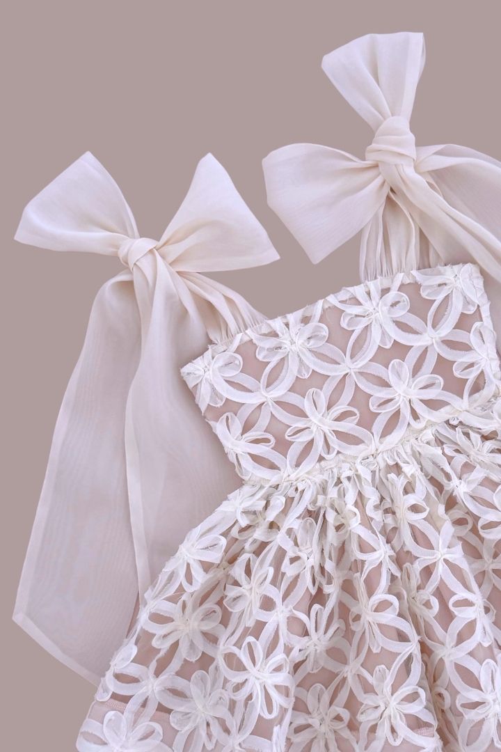Come What May Dress - Ivory Rose Floral Ribbons - SAMPLE