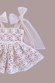 Come What May Dress - Ivory Rose Floral Ribbons - SAMPLE