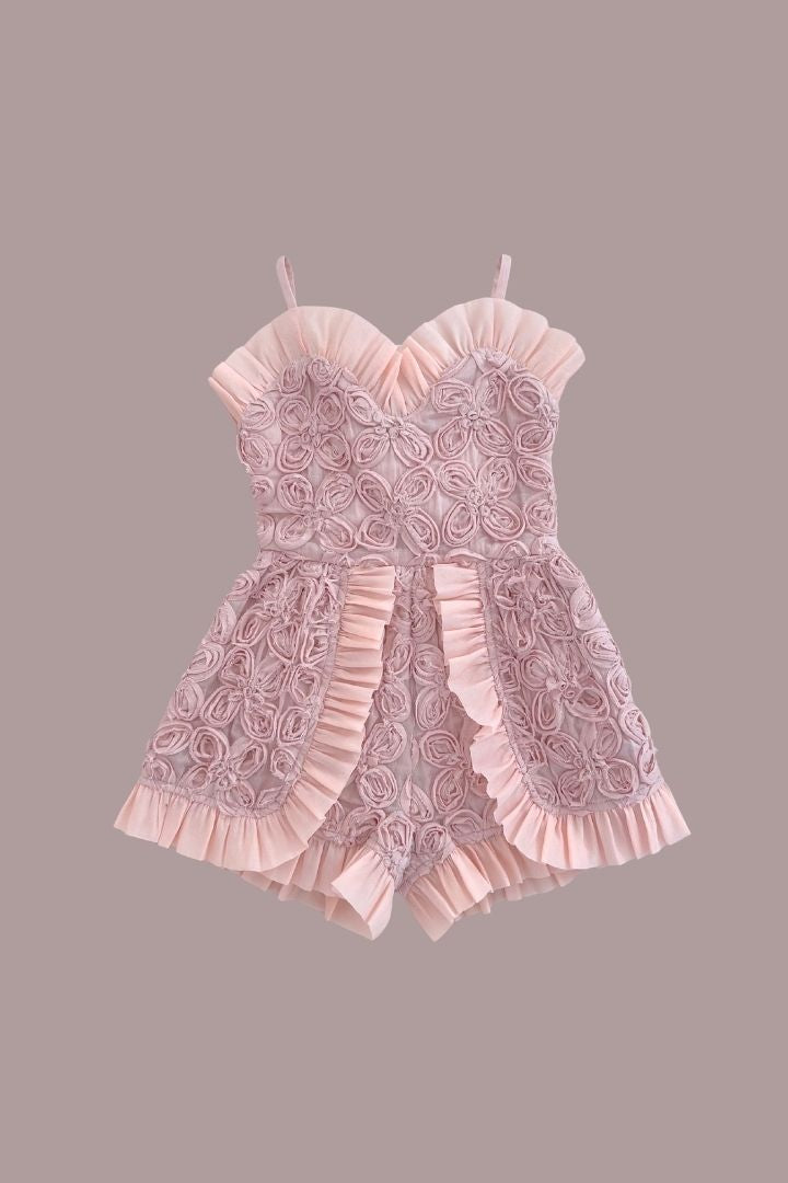 Fireflies Playsuit - Desert Rose Peony Voile - SAMPLE