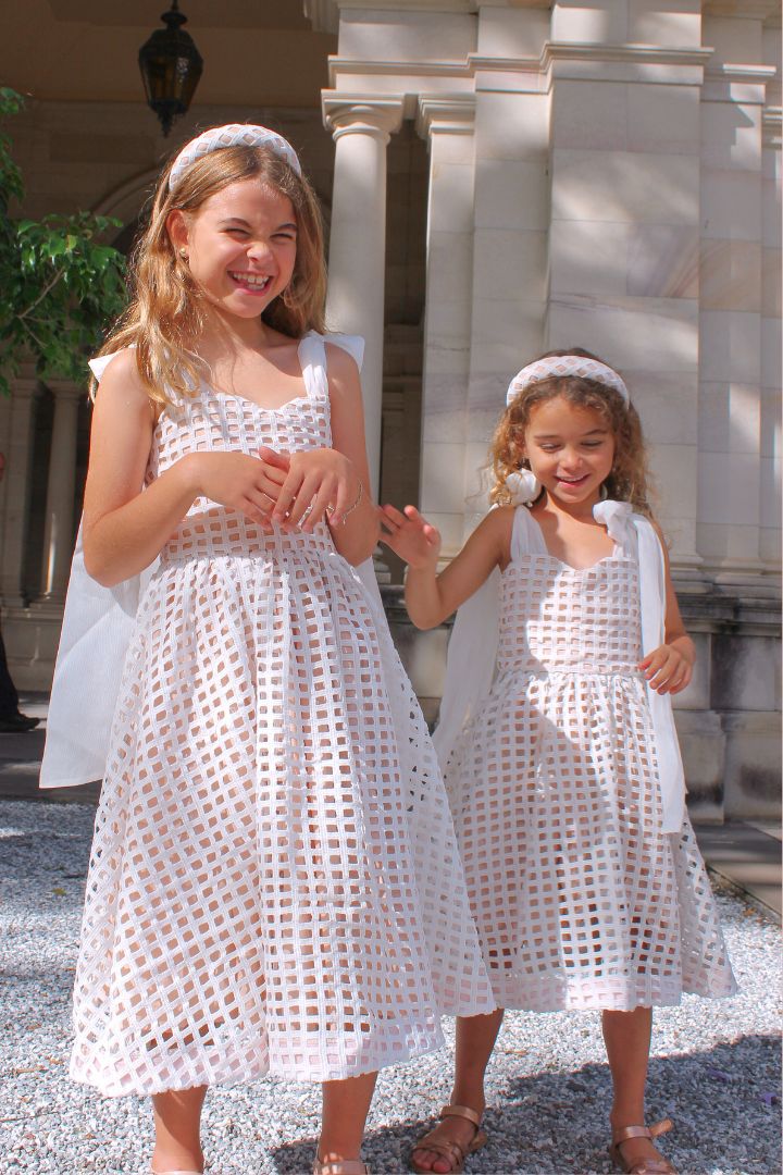 Whispering Wishes Dress - Snow White Lattice Lace