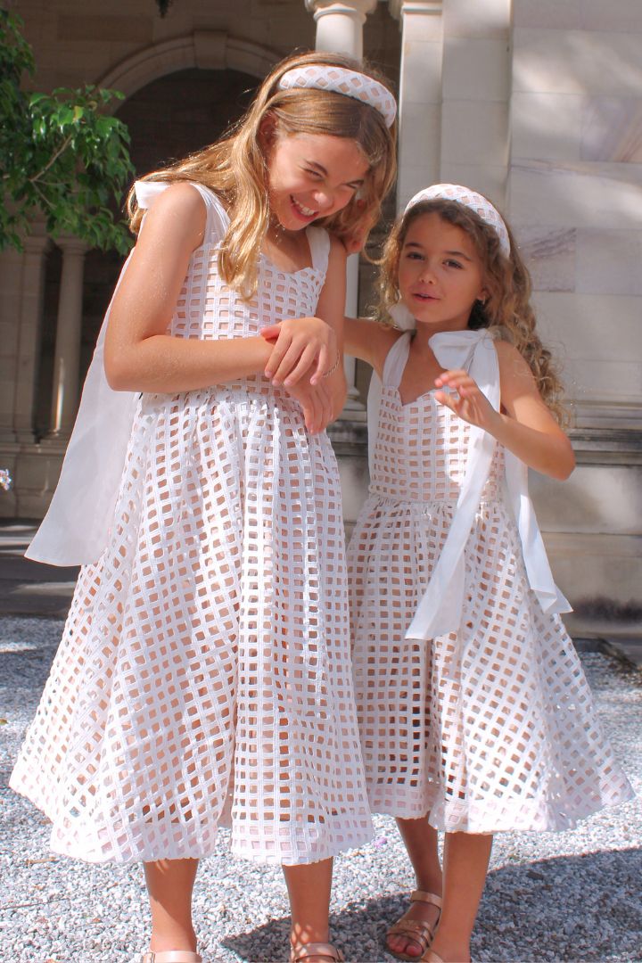 Whispering Wishes Dress - Snow White Lattice Lace Chlo and Amlie Whispering Wishes Dress - Snow White Lattice Lace Chlo and Amlie