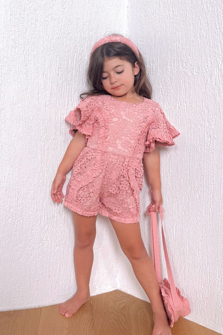 Butterfly Kisses Playsuit - Rose Blossom Lace