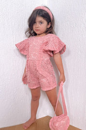 Butterfly Kisses Playsuit - Rose Blossom Lace