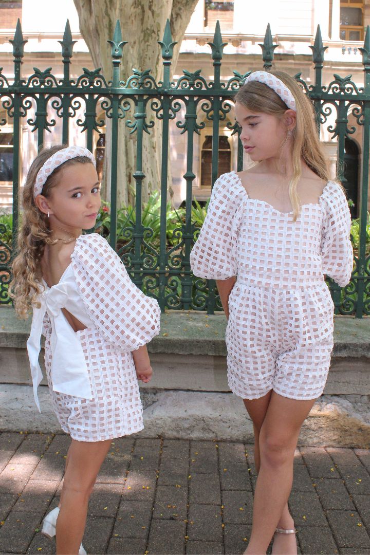 Cloud Nine Playsuit - Snow White Lattice Lace