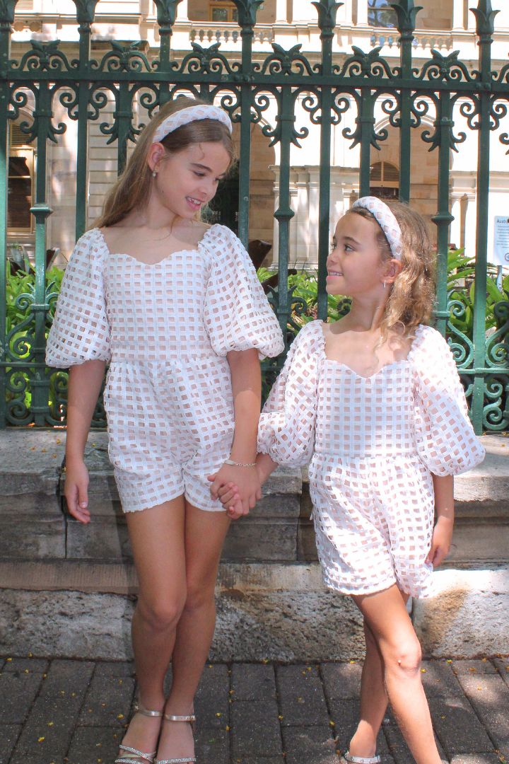 Cloud Nine Playsuit - Snow White Lattice Lace