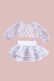 STYLE SET: Celestial Top & in Bloom Skirt Set - Snow White Botanica