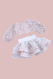 STYLE SET: Celestial Top & in Bloom Skirt Set - Snow White Botanica