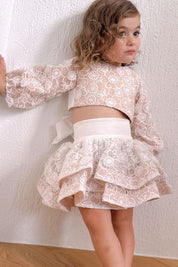 STYLE SET: Celestial Top & in Bloom Skirt Set - Snow White Botanica