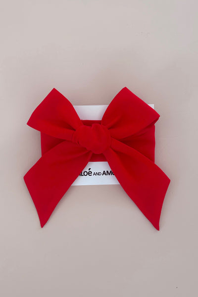 3 N 1 Bow Headband, Waist Sash & Neck Scarf - Scarlet Organza