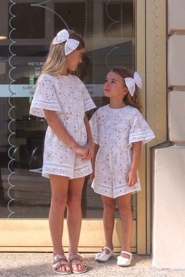 Hear Me Shout Playsuit - Snow White Magnolia Lace