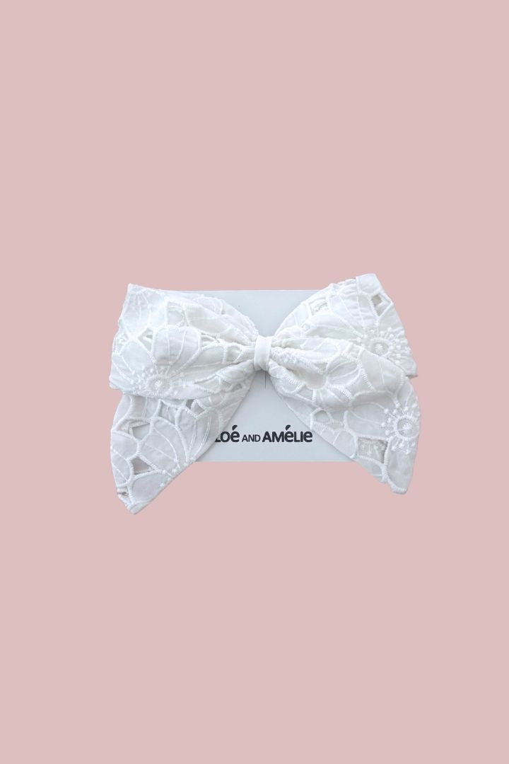 Bow Hair Slide - Snow White Magnolia Lace