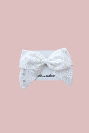 Bow Hair Slide - Snow White Magnolia Lace