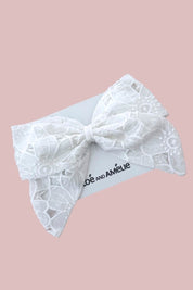 Bow Hair Slide - Snow White Magnolia Lace