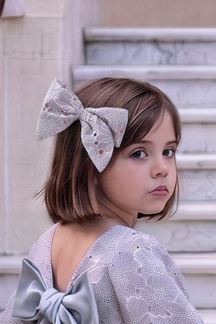 Bow Hair Slide - Magnolia Lace Sage