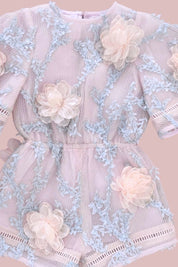 Hear Me Shout Playsuit - Carnations Mesh