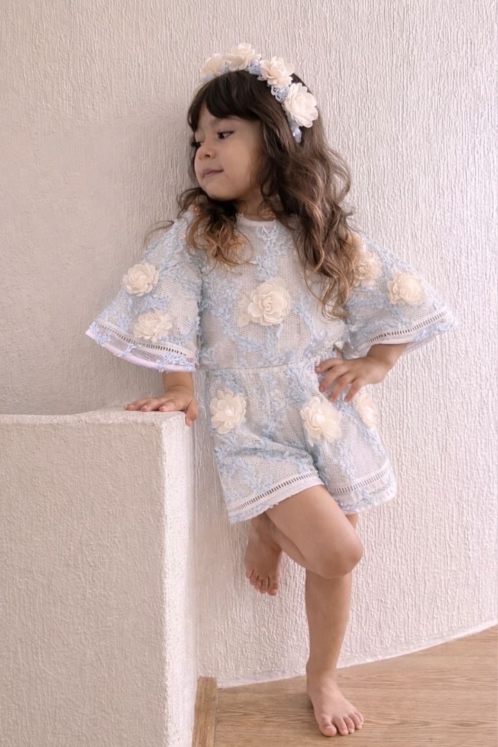 Hear Me Shout Playsuit - Carnations Mesh