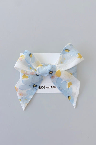 3 N 1 Bow Headband, Waist Sash & Neck Scarf - Forget Me Not Organza - Chloé and Amélie