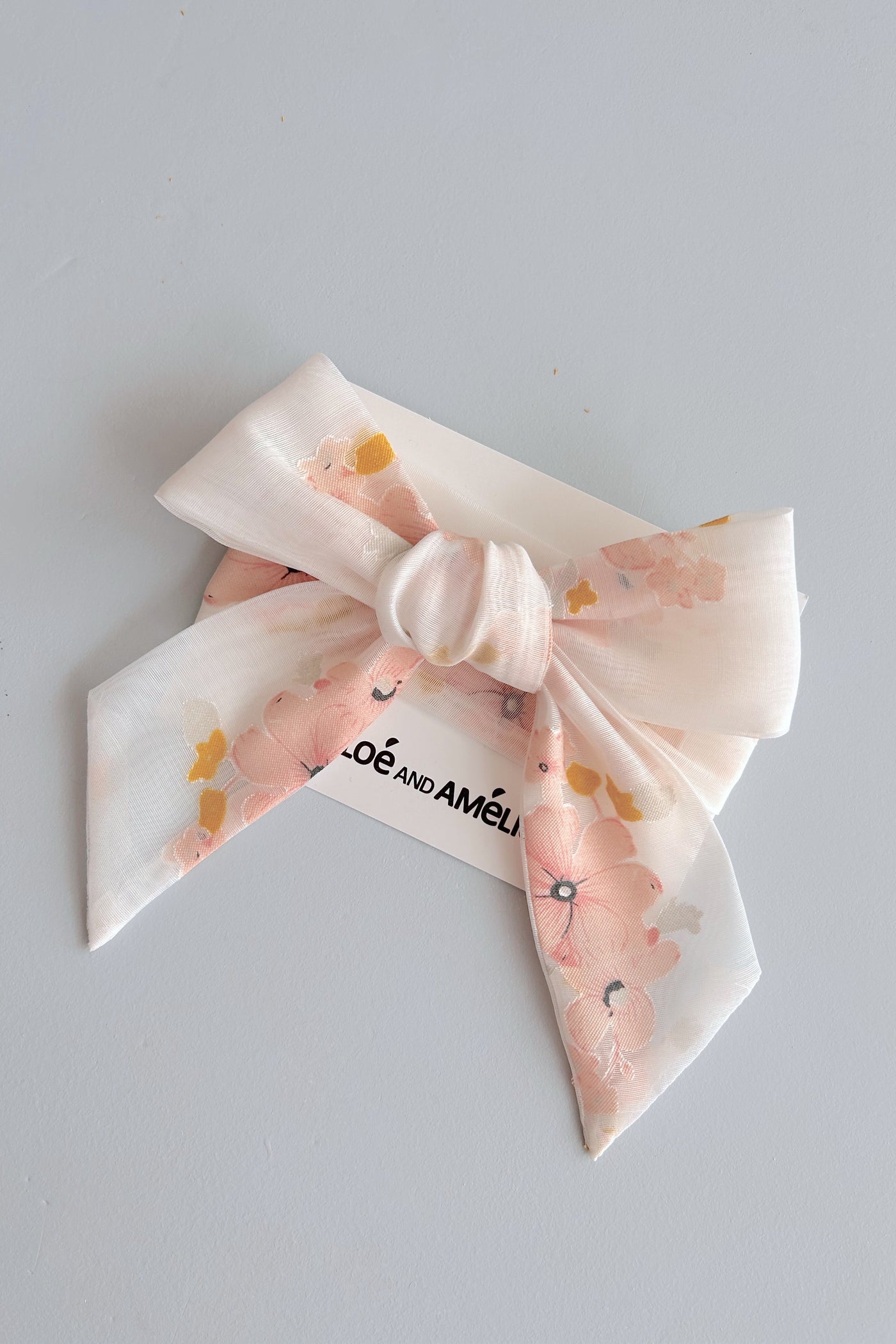 3 N 1 Bow Headband, Waist Sash & Neck Scarf - Pansies Organza