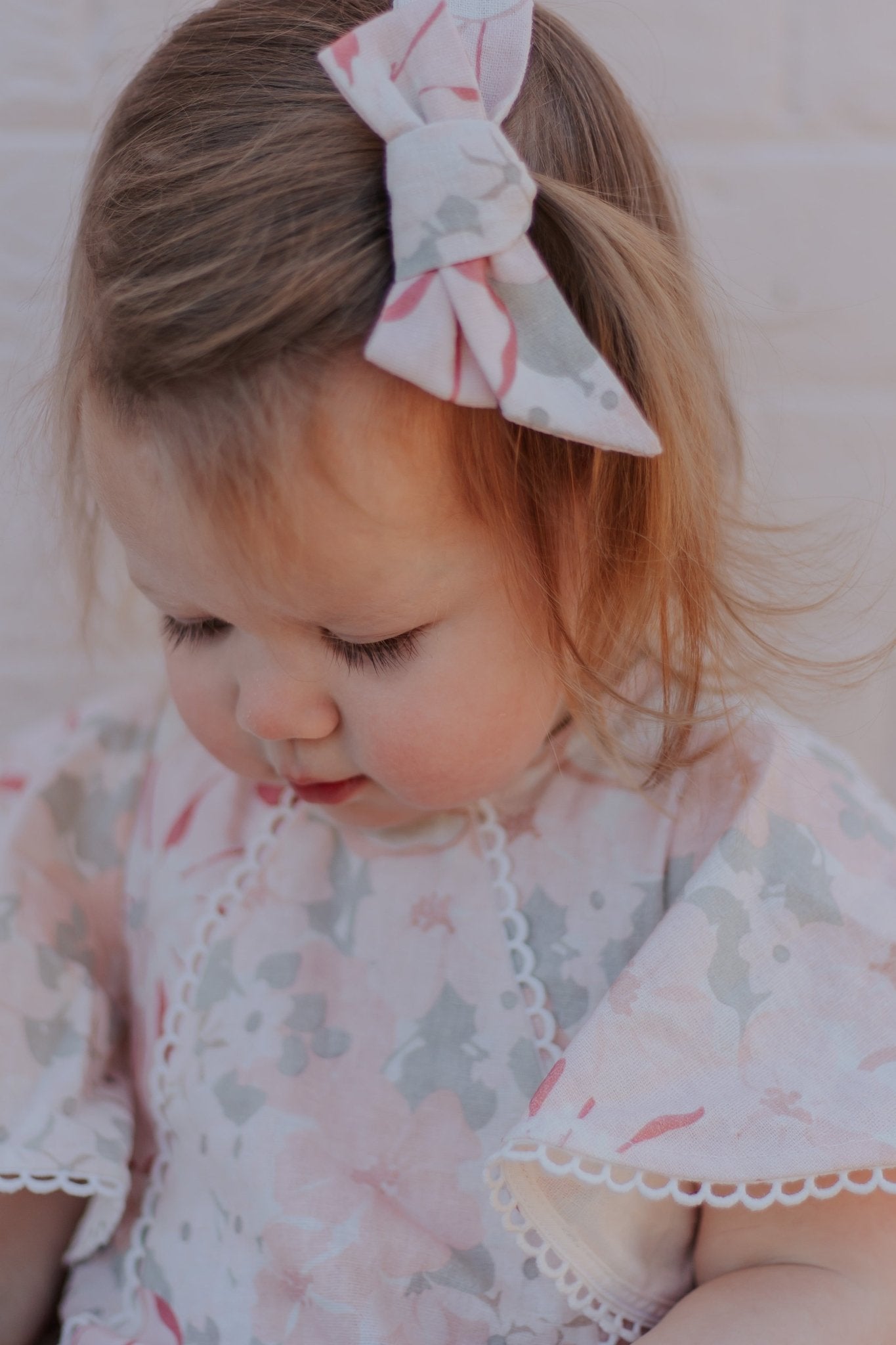 Bow Hair Accessory - Blush Watercolour Floral - Chloé and Amélie