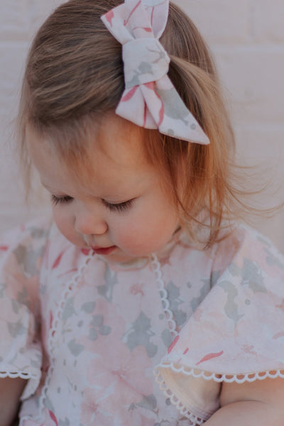 Bow Hair Accessory - Blush Watercolour Floral - Chloé and Amélie