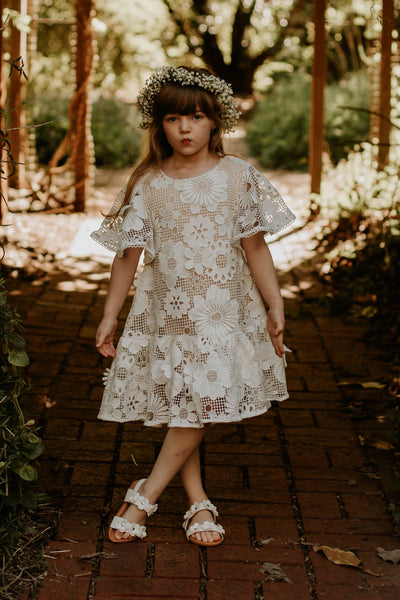 Hearts Flutter Dress - Snow White 70's Lace - Chloé and Amélie
