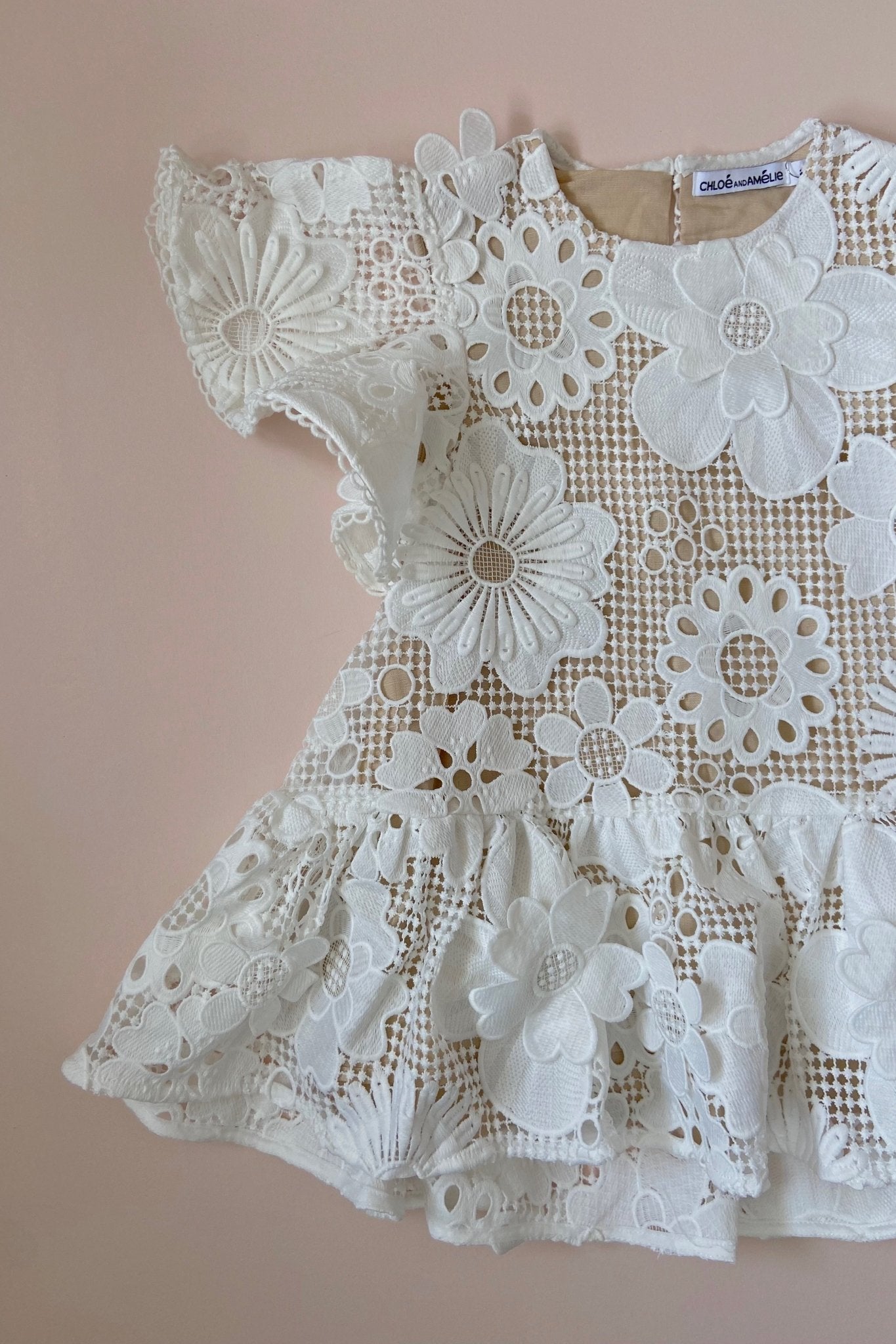 Hearts Flutter Dress - Snow White 70's Lace - Chloé and Amélie