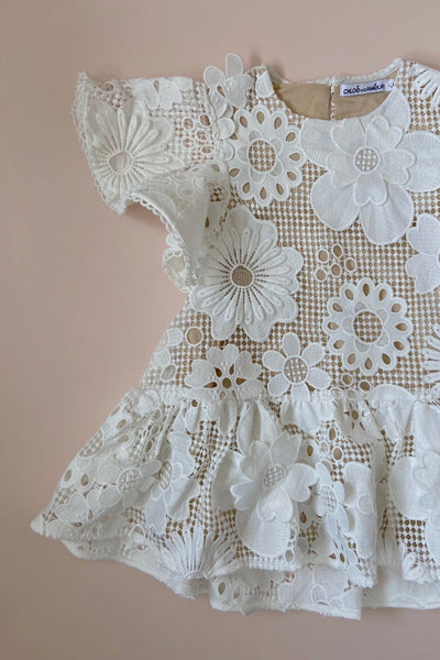Hearts Flutter Dress - Snow White 70's Lace - Chloé and Amélie