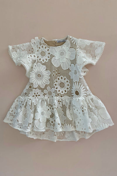 Hearts Flutter Dress - Snow White 70's Lace - Chloé and Amélie