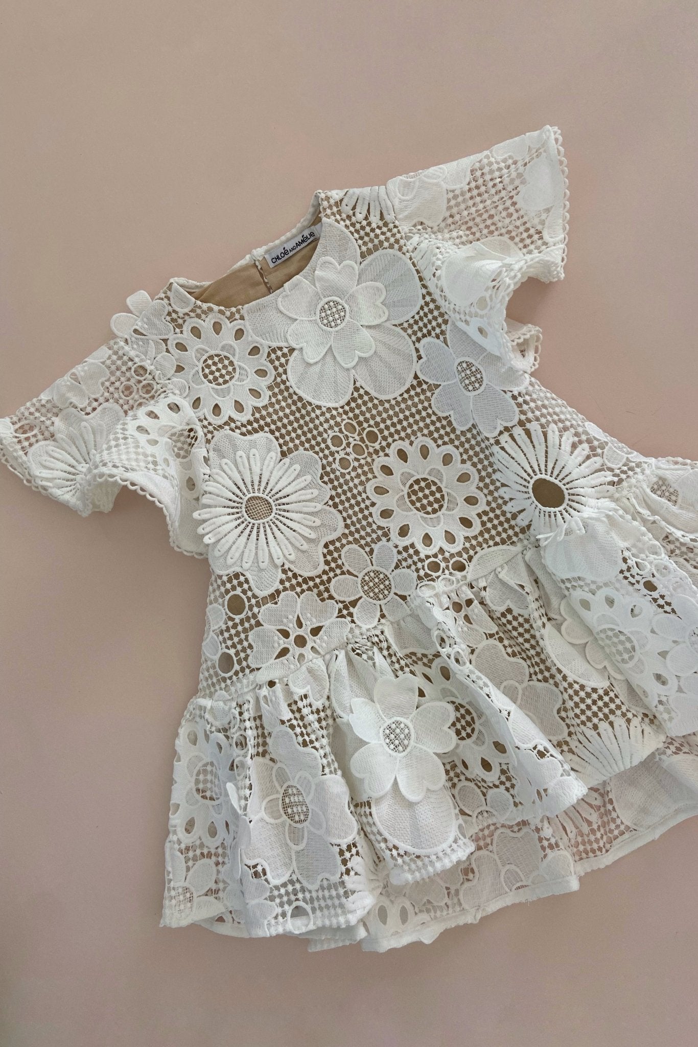 Hearts Flutter Dress - Snow White 70's Lace - Chloé and Amélie