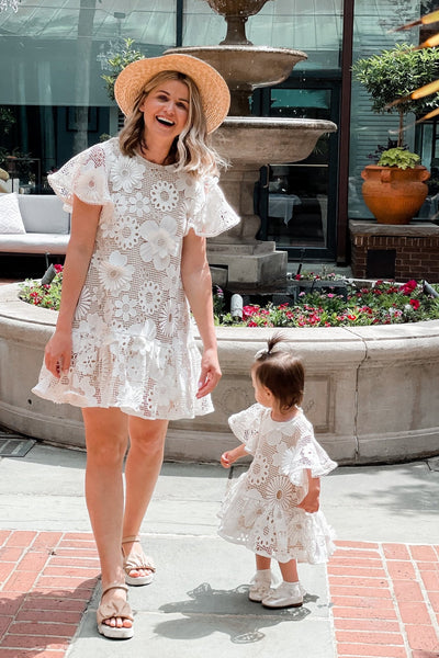 Hearts Flutter Dress - Snow White 70's Lace - Women's - Chloé and Amélie