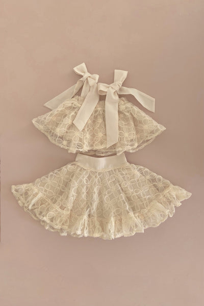 Posie Skirt - Ivory Peony Tulle - Chloé and Amélie