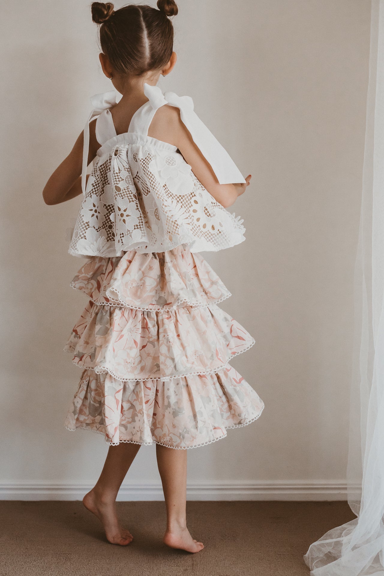Sing a Song of Rainbows Skirt - Blush Watercolour Floral - Chloé and Amélie